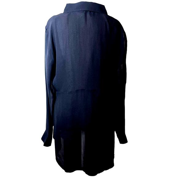 NWOT Eileen Fisher Silk Button Down Blouse Black M - Picture 3 of 4